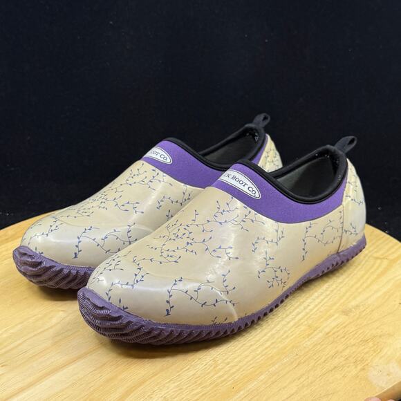 Muck Boot Company Low Cut Beige/ Purple Waterproof Rain Clog Women’s Size 7 - Picture 2 of 7